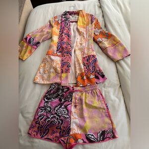 Zara Silky Patterned Komono Short Set